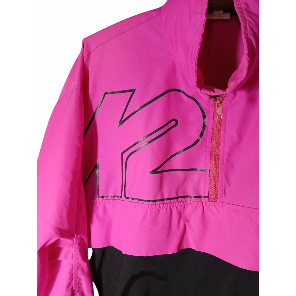 K2 Mens Pink Black Half Zip Pullover Windbreaker Jacket Drawstring Size L yk2 - Picture 2 of 16